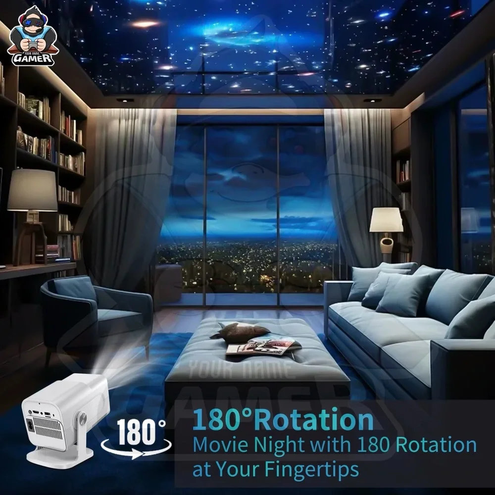 White Projector with Remote and Controllers